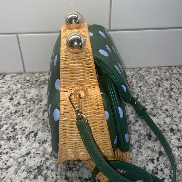 Kate Spade Lily Polka Dot Wicker 3D Frog Crossbody, Novelty, Collectible, Rare - Picture 4 of 9
